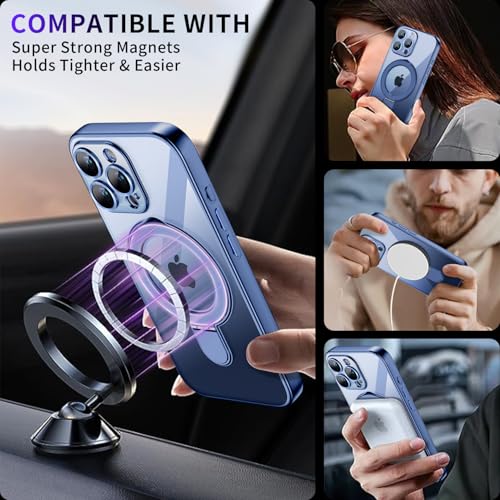 Image of Magnetic for iPhone 16 Pro Max Case with Invisible Stand[Compatible with MagSafe][Full Camera Lens Protector][Military Drop Protection] Shockproof Not Yellowing Clear Slim Soft for Women Men