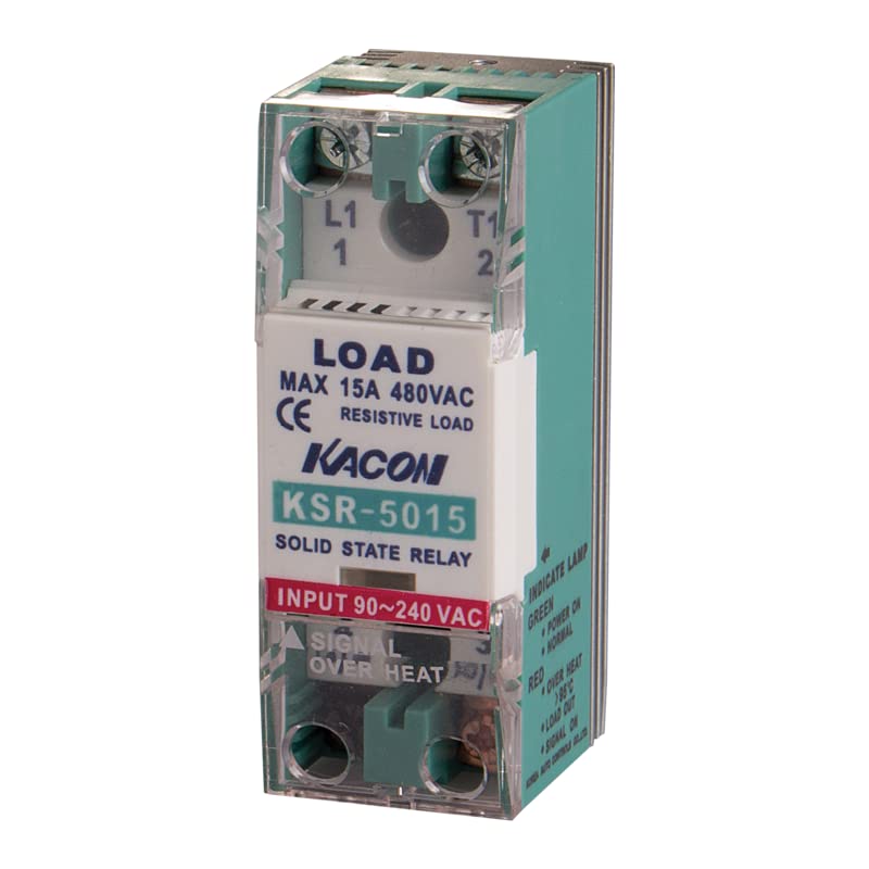 KSR5015ZA, Solid State Relay, Over Temperature Alarm, Single Phase, Zerocross, Input 90-240VAC, Load Voltage 90-480VAC, 15A, 5000 Dielectric Strength