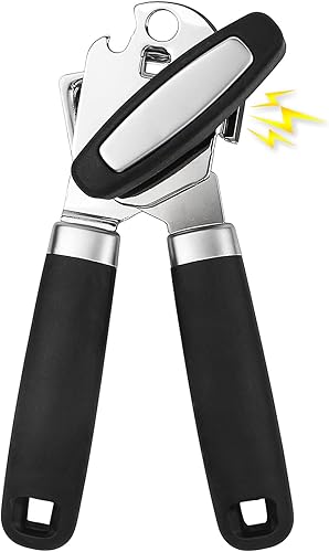 Abrelatas con imán, abridor de latas de acero inoxidable manual de mano, abridor de latas con rueda de corte afilada y mango cómodo, abridor de