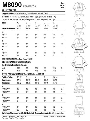 McCall's Misses>Dresses A (XS-S-M-L-XL) Misses' Loose Fitting Dress has Skirt Tiers and Sleeve Variations. B: Lace Trim - Image 2