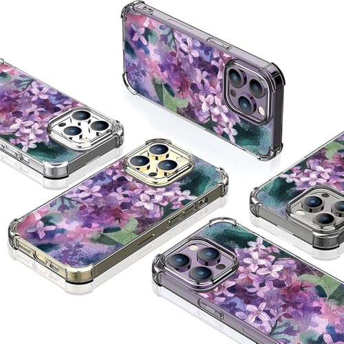 Coque pour iPhone 13Pro Max antichoc transparente en TPU souple à motif fleur violette AG3876 - 6