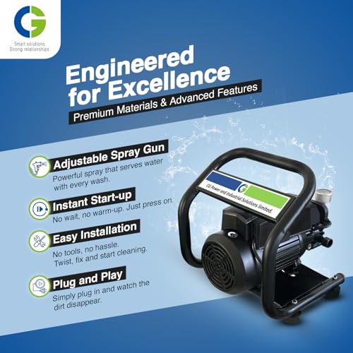 Image of CG- FlowXpert | High Pressure Car Washer | 2HP 1800W Copper Motor | 600Ltr Per /Hr | Stainless Steel Chamber | 6.5 Mtr Hose | Car, Bike & Home Cleaning | Wide Angle Gun | 1Yr Manufacturer Warranty