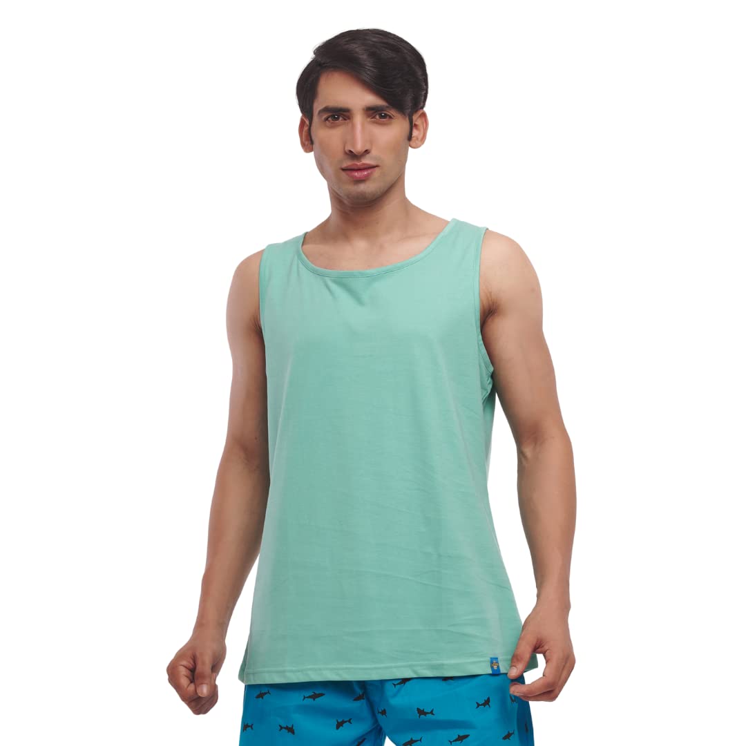 LAZYBUMS Men's Solid Essential Cotton Tank Top, Daily Comfort Wear, Breathable Fabric