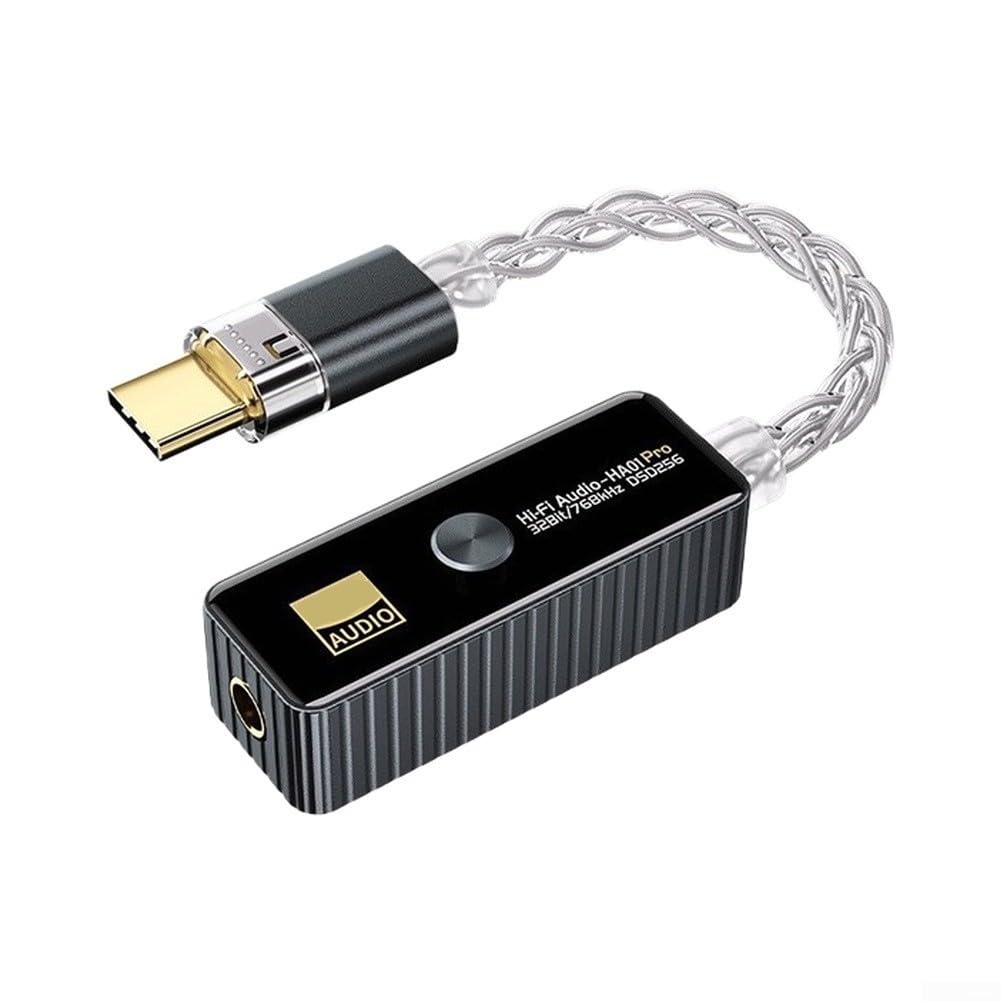 Adattatore audio USB C portatile HiFi da digitale ad analogico, jack per cuffie da 3,5 mm, decoder audio CNC in alluminio per telefono e tablet (argento)