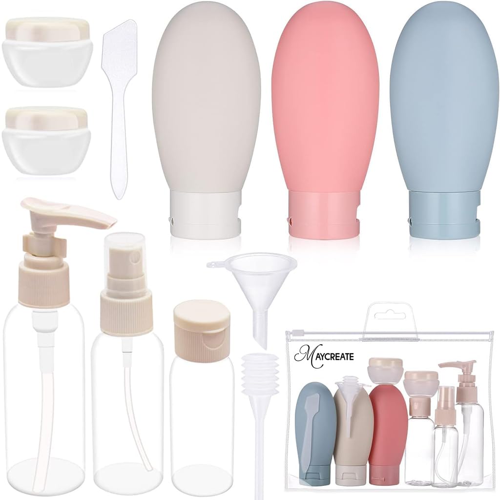 maycreate MAYCREATE® 11pcs Travel Bottles for Toiletries, Refillable Travel Bottle for Travel Toiletry Bottles Empty Travel Containers Cream Jars Spray Bottle Kit for Lotion, Shower Gel, Shampoo-picture-12
