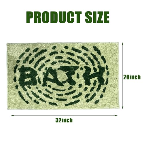 LUBBT グリーン 滑り止めバスルームラグ ソフト吸収バスマット 洗濯機で洗えて速乾性 バスタブ、ベッドルーム、シャワー、リビングルームに最適 20インチ x 32インチ