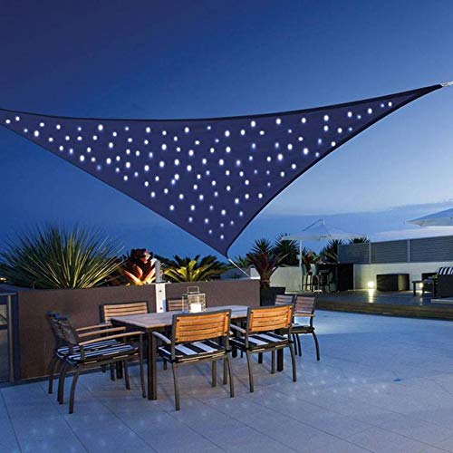Quace Sun Shade Triangle Cover Patio Garden Outdoor Canopy with 120 LED Night Solar Lights (Blue
