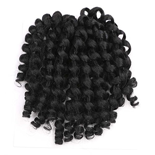 3packs 8inch 20Roots/pack Jumpy Wand Curl Crochet Braids Jamaican Bounce Crochet Hair Curly Crochet Braiding Hair Pre Looped Synthetic Hair Extensions (#1B 8inch)
