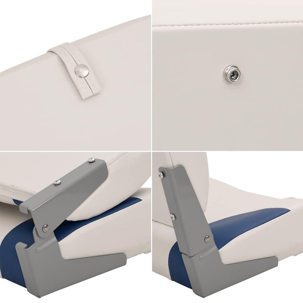 vidaXL 1/2x Sedile per Barca Pieghevole con Cuscino Blu-Bianco 41x36x48 cm