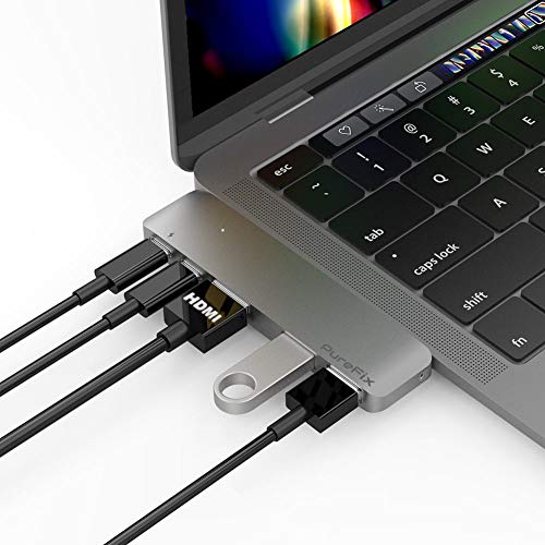 PureFix Mac USB C Hub, Thunderbolt 3 to USB C Multiport Adapter for MacBook Pro & MacBook Air, 5-in-2 Dongle with 4K HDMI Port, 100W Power Delivery, USB C and 2 USB 3.0 Data Ports