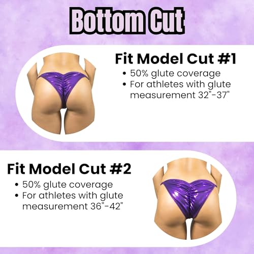 Angel Competition NPC Fit Model Bikini Set w/2 Bottoms – Hologram Red Stage Bikini Competition Suits w/50% Glute Coverage