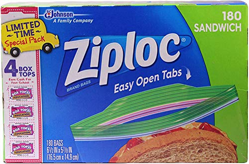Ziploc Sandwich Bags, Easy Open Tabs, 180 Count