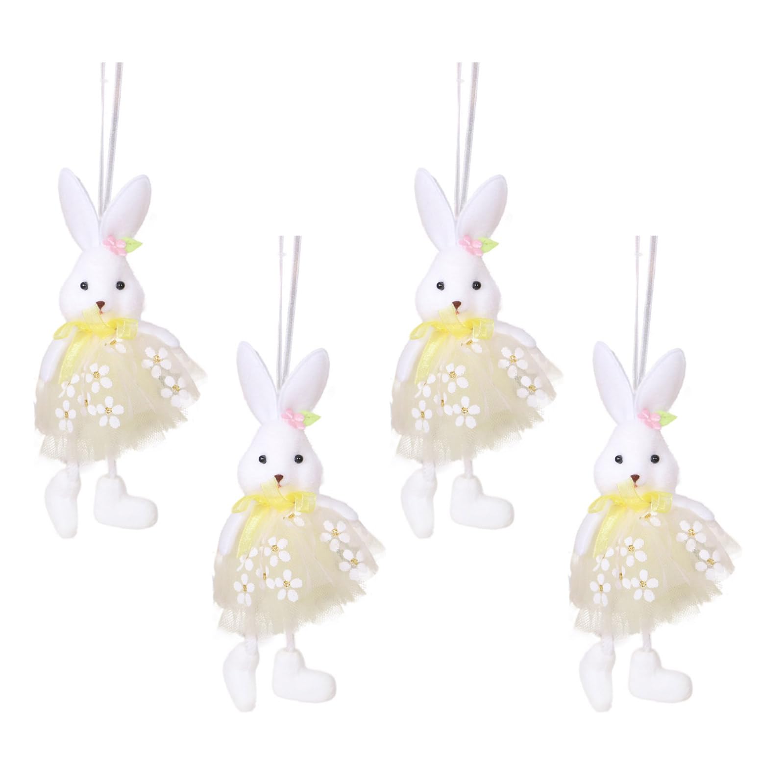 Msioytog Yellow 4Pcs Holiday Bunnies Hanging Ornaments Loves Dress Bunnies Figurines Toy For Home And Decoration Holiday Ornaments