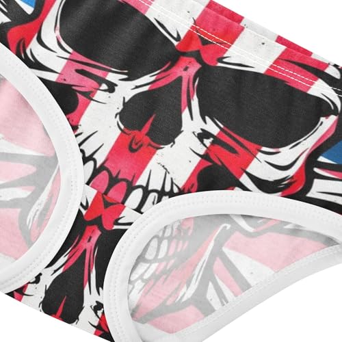Grunge American Flag Skull Little Girl Panties Toddler Underwear Floral Cotton Animal Briefs Undies Kids 2t4