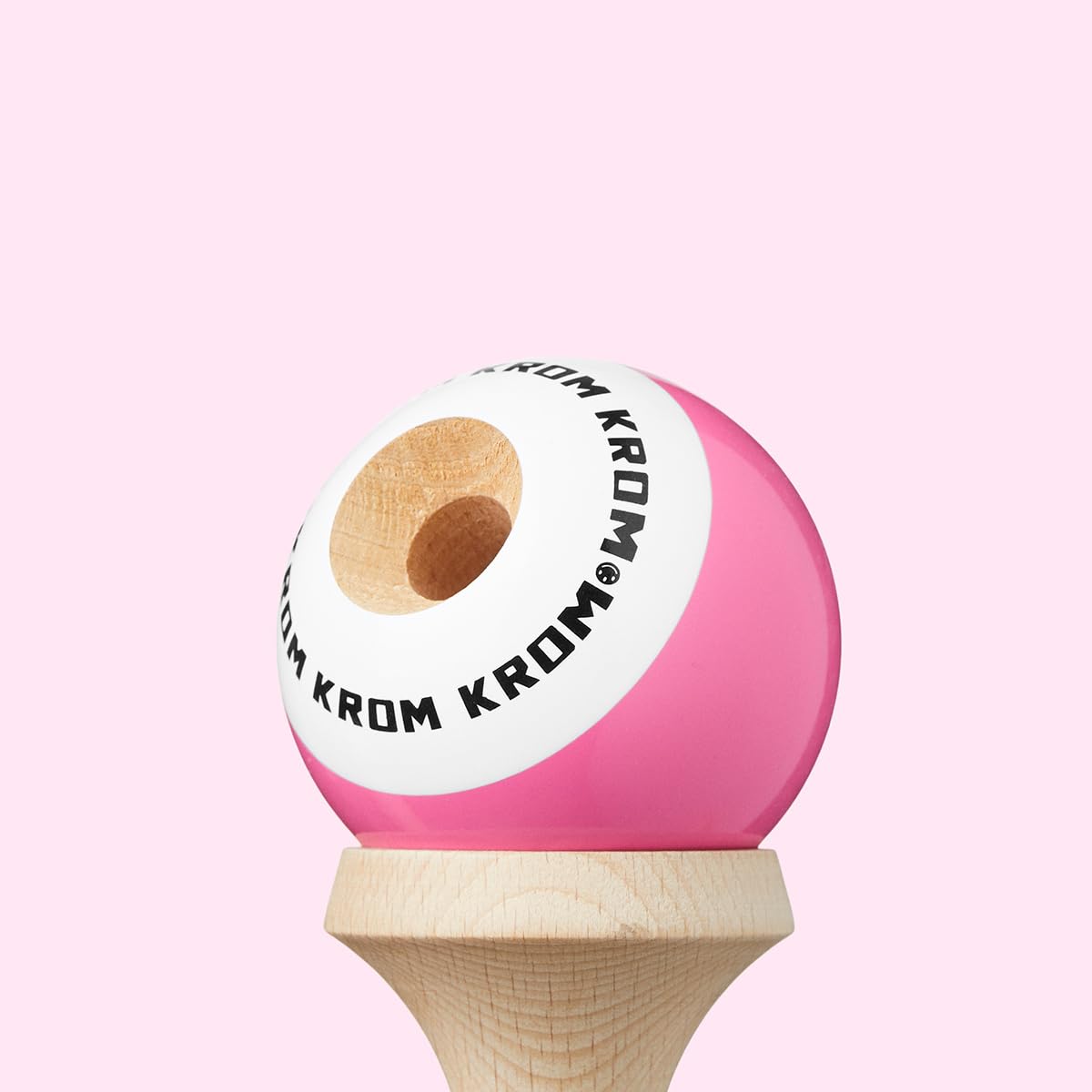 KROM Kendama POP LOL Rosa - Hohe Holzqualität - Für Anfänger und Profis - Pack : Ersatzschnur + Stickers