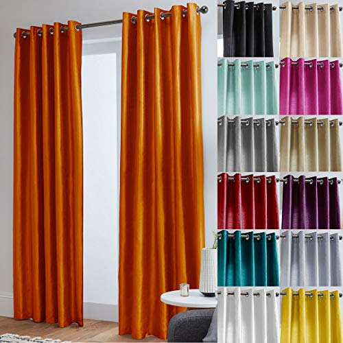 John Aird Luxury Faux Silk Fully Lined Eyelet Curtains (Orange, 168cm Width x 229cm Drop (66"x 90")