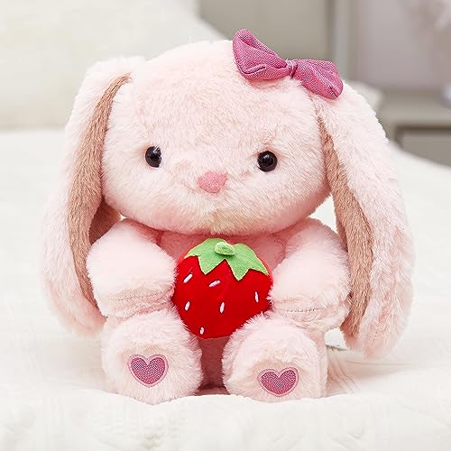 Bunnyrabbitplushstuffedanimalspinkplushieeasterfloppyearwithstrawberryfluffysofttoygiftsforkidsgirlsboys Urban Country Home Decor Bunny rabbit plush stuffed animals pink plushie easter floppy ear with strawberry fluffy soft toy gifts for kids girls boys urban country home decor