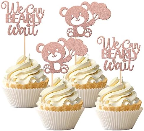 Gyufise 42 decorazioni per cupcake a forma di stella, con glitter dorati, assemblati, per matrimonio, fidanzamento, addio al nubilato, feste di compleanno, decorazioni per torte di dimensioni miste