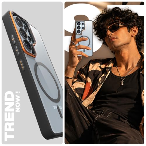 Image of Pikkme Back Cover for Samsung S26 Ultra 5G | Shockproof | Mag-Safe Compatible | Hard Transparent Back | Premium Raised Camera Protection | Bumper Case (Black Mag-Safe)