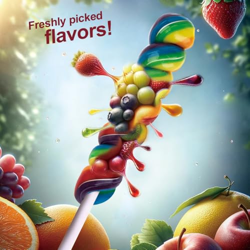 Rainbow Twist Lollipops Individually Wrapped Bulk, Twisty Lollipop, Kid's Lollipops Candy for Birthday Party, Mixed Fruit Flavor 15 Pack - Big Size