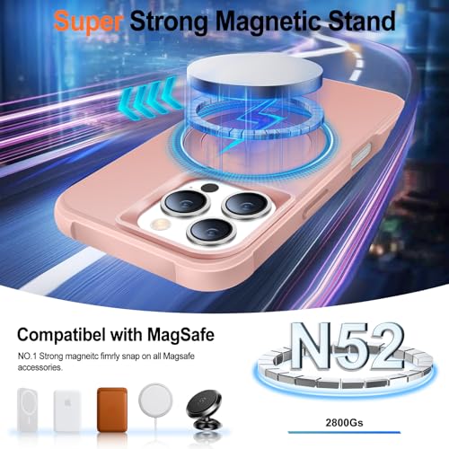 Coque iPhone 16 Pro antichoc rose avec support magnétique 360