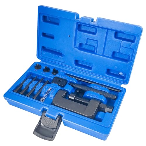 13 Pièces Kit Chaine Moto, Brise Chaîne Outil, Chaîne Rivet Outil, Moto Chaîne Riveteuse Diviseur, Outil de Rivetage, avec 3 Pointes de Séparation, pour...