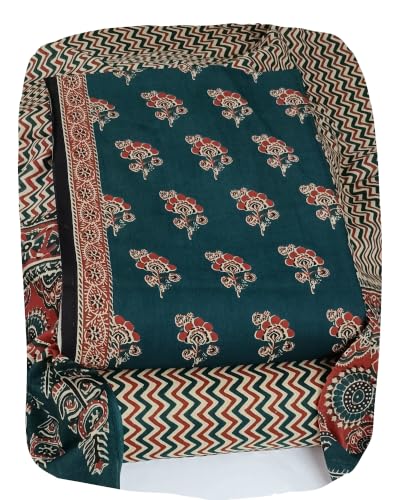 Image of DRAVINAM Trends Women's Premium Cambric Cotton Jaipuri Printed Unstitched Salwar Suit Dress Material with Mulmul Cotton Dupatta