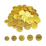 LoveinDIY 5 10 20 50 100 Poker Chips - 100 Pieces Numbered Poker Set in High Numbers - Gold, 2.5-3.7cm