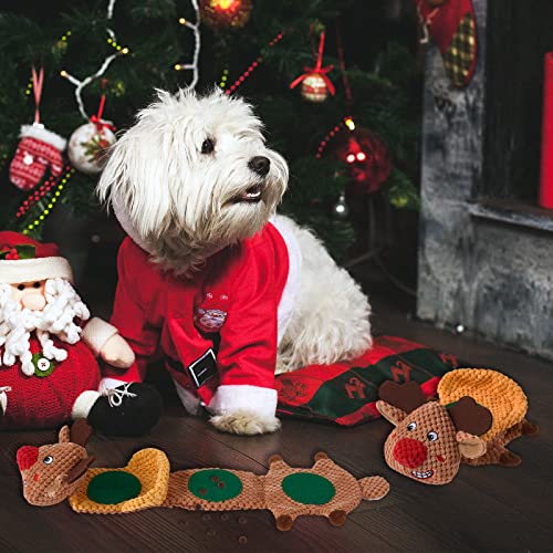 Yzmewael Christmas Dog Puzzle Toys for Boredom Reindeer Squeaky Dog Toys for Foraging Instinct Training Interactive Tough Dog Chew Toys for Small Medium - Image 2