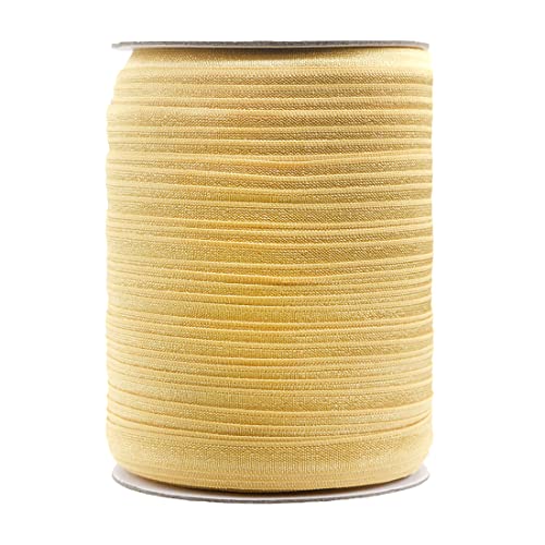 Bristlegrass Old Gold 5 Yard 3/8" Elastic Bands For Wig Sewing Trim Satin Band Fold Over Elastic Baby Headband Hair Tie Bra Strap Dress (5Y 3/8" Old Gold) #TOP4