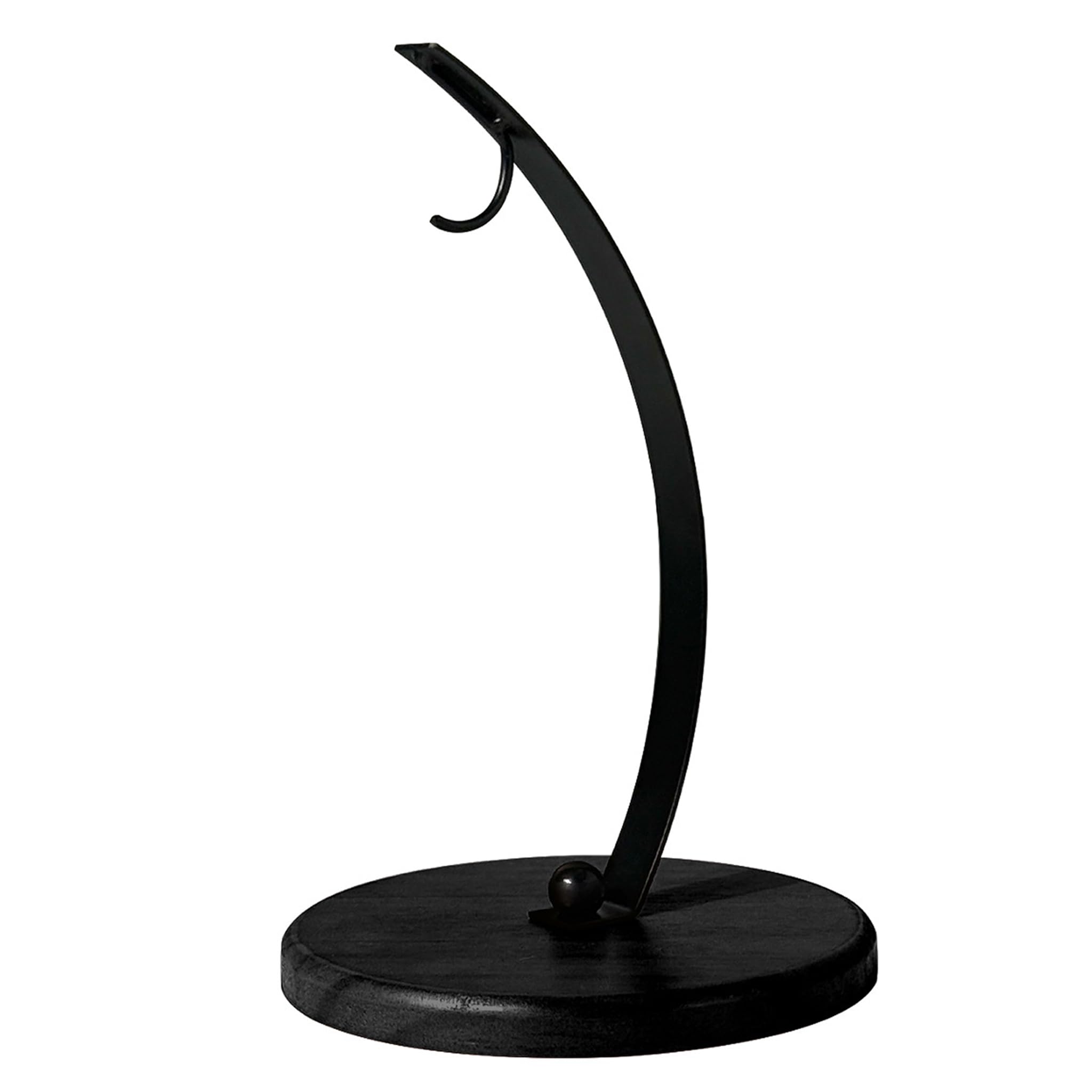 Ginwrek banana hanger Banana Hook, Metal Hanger With Wooden Base, Space-saving Holder Stand For Kitchen Countertop, Black