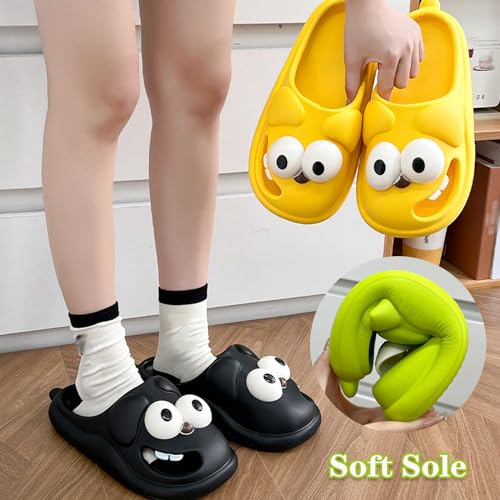 Summer Big Eye Dog Slippers, Unisex Cute Cartoon Comfy Slippers, Indoor Bathroom Comfy Flat Slide Shoes, Non-Slip Lightweight Shower Beach Pool Outdoor Slides3