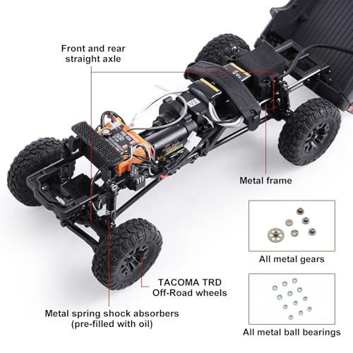 FMS FCX24 TOYOTA TACOMA 1/24 RC Crawler 4x4 RC Truck Crawler, Official Licensed Scale RC Rock Crawler with 2-Speed Transmission, High Torque Motor, All-Metal Bearings, RTR RC Car for Adults (BLUE) - Image 5