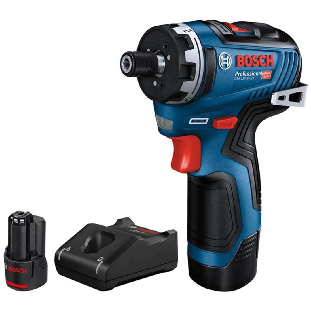 Bosch Professional GSR 12V,35 HX Akülü Delme Vidalama Makinesi (12 Volt, 2 x 3,0 Ah Akü, Şarj Cihazı, Yumuşak/Sert Tork: 20/35 Nm; Karton Kutuda