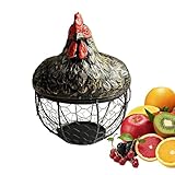 Cesta Gallina - Organizador Contenedor Alambre Metálico Estilo Granja - Portahuevos De Encimera - Uso En Hogar, Cocina, Encimera, Mesa, Granja, Jardín, Exterior, Mercado