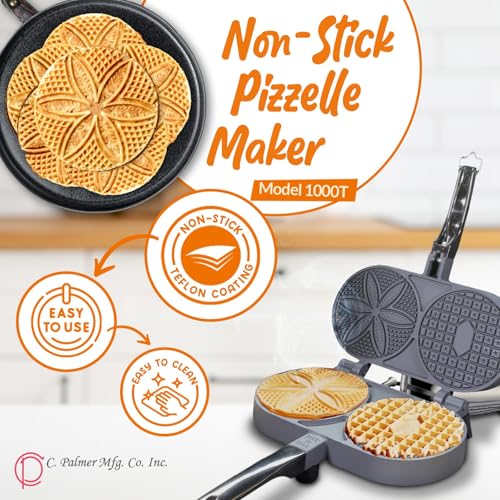 C. Palmer Original Non-Stick Pizzelle Iron, Model 1000T, Electric Pizelle Maker, Made in America - Thumbnail 2