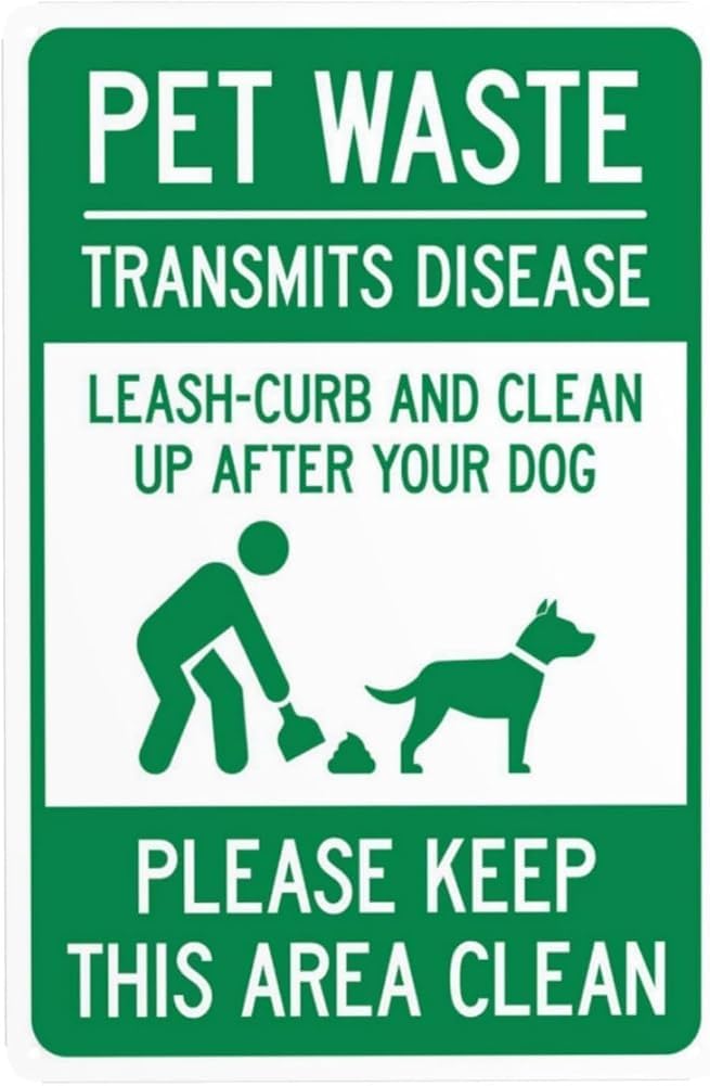 Pet Waste Leash Curb And Clean Up After Your Dog It'S The Law Please Warning Sign Pet Waste Security Metal Signs For Business Home Garage Street Wall Safety Caution Decor Gift For Women Men 8x12 Inch