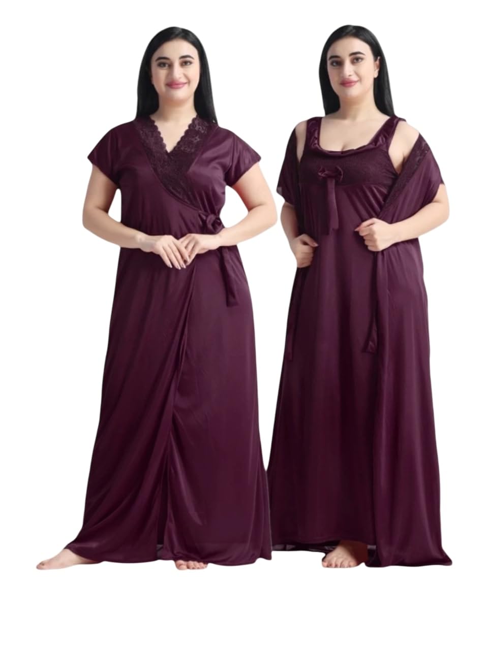 Women Solid Satin 2 Piece Nightwear Set for Women-picture-38