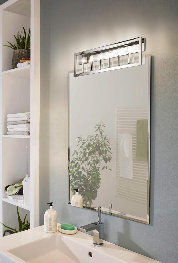 EGLOLighting USA 204479A Six Light Bath/Vanity from Jordan Collection 37.50 inches, Satin Nickel