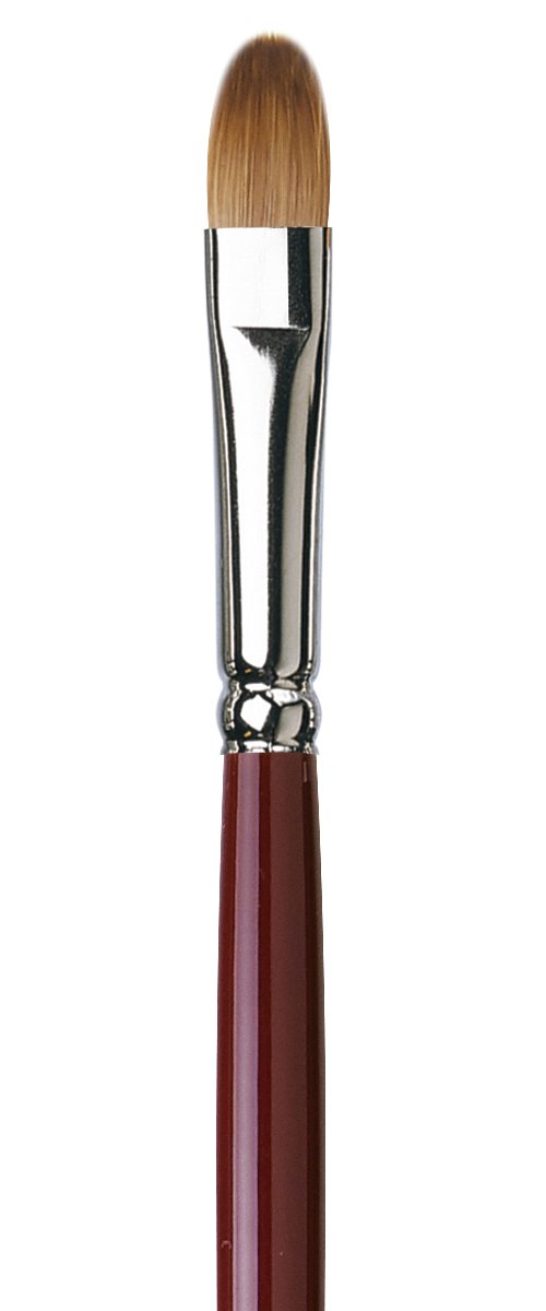 Pennello Per Pittura A Olio Da Vinci Serie 1887, Setole Ox Marrone Chiaro, Manico Lungo Rosso, Ghiera Argento, Varie Misure