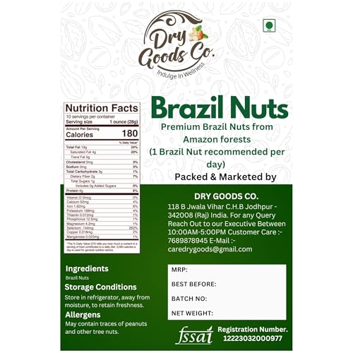 Image of Dry Goods Co Premium Brazil Nuts 200g | Jumbo & Crunchy Exotic Nuts | Rich in Selenium & Healthy Fats | High Protein Snack | Imported Quality | Natural & Lab Tested