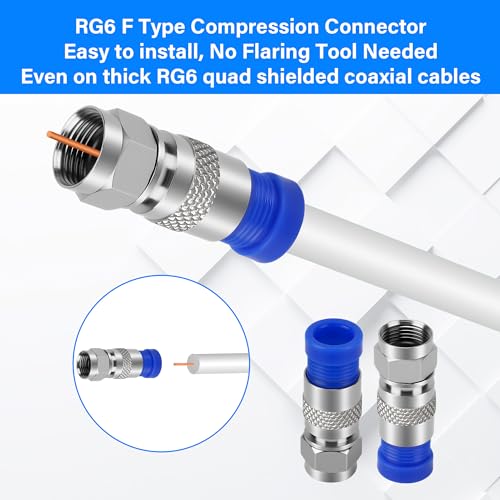 10 Conectores de Compresión RG6 Coaxial F-Type miniatura 3