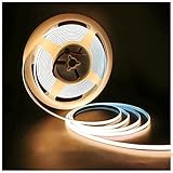 messetheke led Anwendung: 12V COB LED Streifenleuchten Super hell, 5mm Breit Ultra Dün Warmweiß 3000K 384 LEDs / M insgesamt 1920 LEDs 5 Meter Schlafzimmer, Esszimmer, Küche, Hintergrundbeleuchtung, Garten, Partybeleuchtung, energiesparend und sicher zu verwenden.