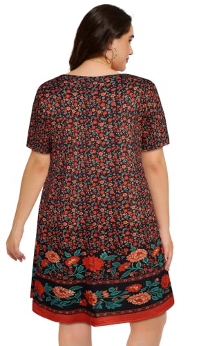Image of Plus Size Summer Dresses Casual Tshirt Dress Loose Beach Pockets Sundress