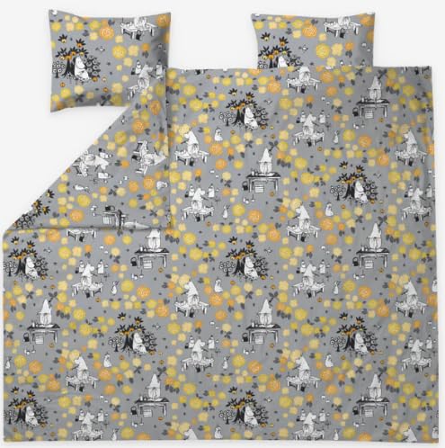 Finlayson Moominmamma is daydreaming Double Bed Duvet Cover Set GREY YELLOW ORANGE 240X210 2X50X60 CM