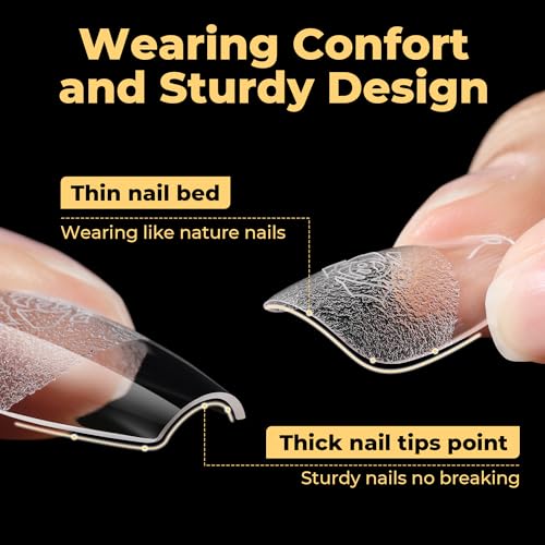 Image of UNA GELLA 600Pcs Short Coffin Nail Tips, Short Coffin Gel Nails Tips Pre Etched 12 Sizes Soft Gel Fake Nails Tips Pre-file Full Cover for Nail Extension Home DIY Salon with Box