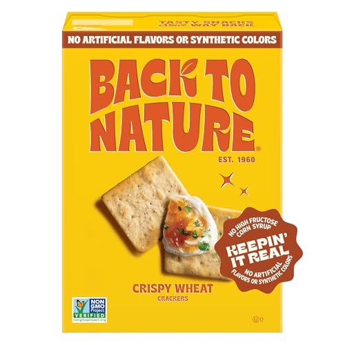Back to Nature Crispy Wheat Crackers, Non-GMO, Vegan Friendly Snack Cracker, Made with Wheat Flour & Sea Salt, Snack Happy, 6.5 oz Box