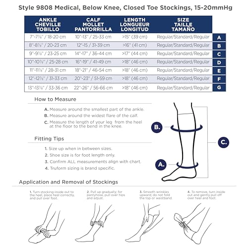 Image of Truform HMNA 9808 Compression Stockings, Regular 15-20 mmHg, Below Knee BK, Men or Women, Closed Toe, Black, 2X-Large