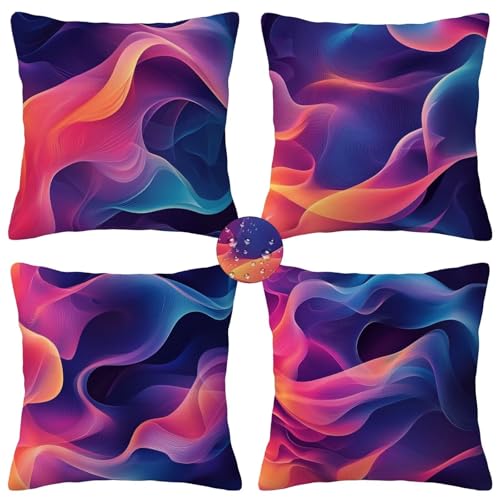 Fundas de Cojines Azul, Funda Cojin 40x40cm Juego de 4, Impermeables Exterior Cuadrado Cojines Sueño con Cremallera Invisible para Sofa Decoracion Hogar, Decoracion Jardin Exterior, Regalo Mujer K-68