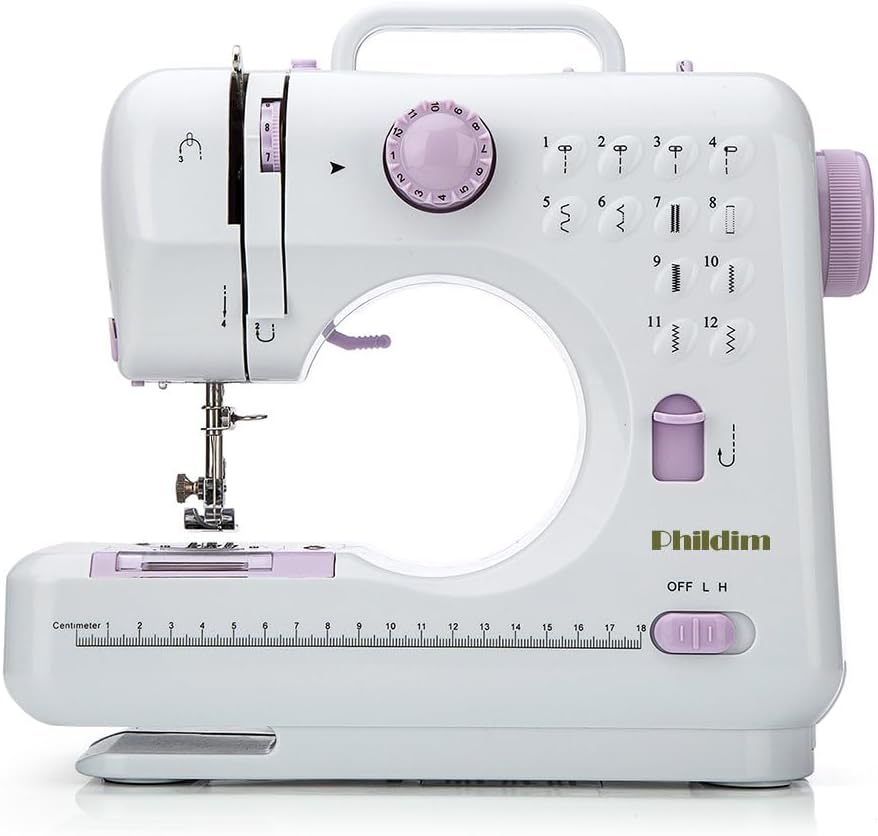Mini Sewing Machine for Beginner by Phildim - Small Electric Sewing Machines with 2 Speed 12 Built-in Stitch Patterns PD-054-UK-A27